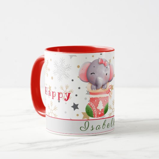 Mug Elephant Holidays Personnaliser Texte et nom (Devant gauche)