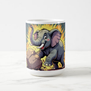 Mug Éléphant joueur poussant un rocher – Animation de