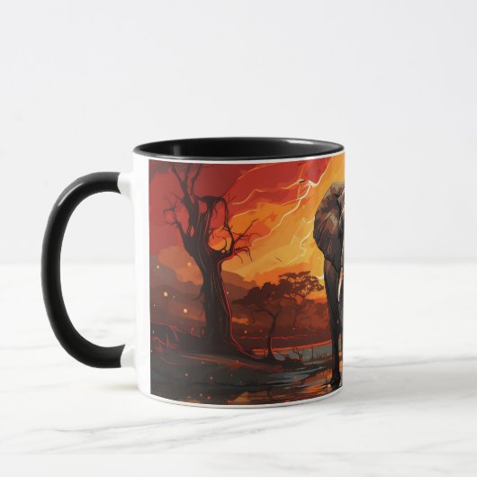 Mug Eléphant majestueux au coucher du soleil (Gauche)