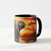 Mug Eléphant majestueux au coucher du soleil (Devant droit)
