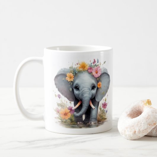 Mug Éléphant Mignon (Avec donut)
