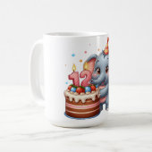 Mug Éléphant Mignon 12ème Anniversaire (Devant gauche)