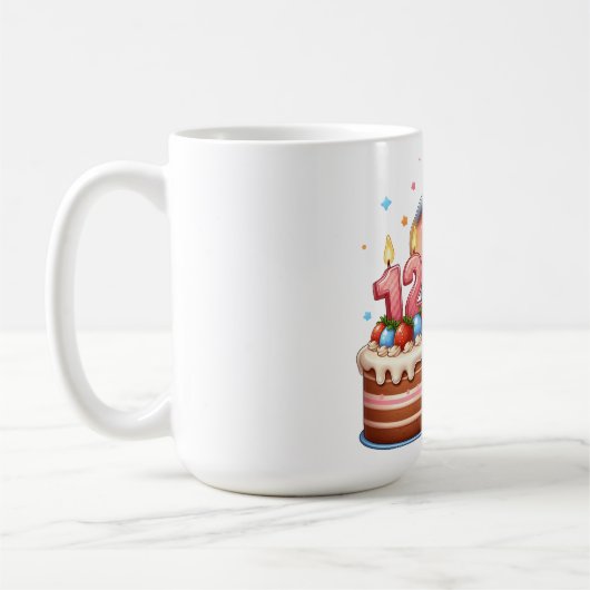 Mug Éléphant Mignon 12ème Anniversaire (Gauche)