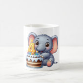 Mug Éléphant Mignon 4ème Anniversaire (Centre)