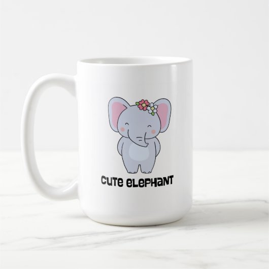 Mug Eléphant mignon avec bandeau de fleurs (Gauche)
