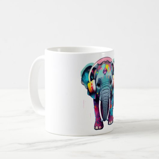 Mug Eléphant mignon bébé avec casque (Devant gauche)
