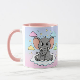 Mug Éléphant Mignon sur un Nuage - Je suis Élé-Fun-tan