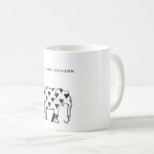Mug Éléphant, motif minimal noir et blanc nom (Devant droit)