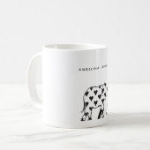 Mug Éléphant, motif minimal noir et blanc nom (Devant gauche)