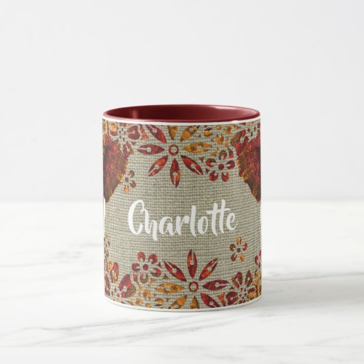 Mug Eléphant Orné Couleurs Rustiques Personnalisées (Centre)