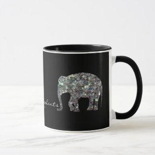 Mug Éléphant pailleté en mosaïque argentée scintillant