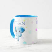 Mug Eléphant petit garçon bleu mignon (Devant gauche)