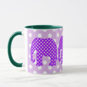 Mug Éléphant pourpre et blanc de pois (Gauche)