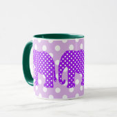Mug Éléphant pourpre et blanc de pois (Devant gauche)