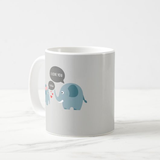Mug Éléphant romantique : Je t'aime, je sais (Devant gauche)