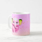 Mug Eléphant rose amour (Devant gauche)