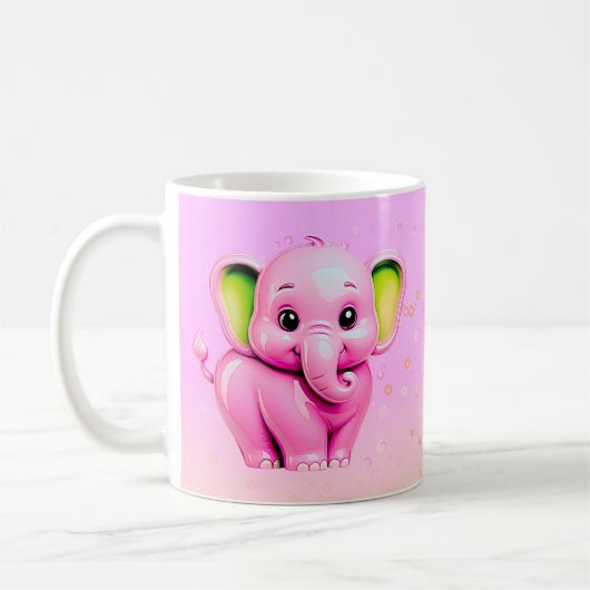 Mug Eléphant rose amour (Gauche)