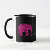 Mug Éléphant rose brillant faux scintillements sur fon (Gauche)