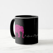 Mug Éléphant rose brillant faux scintillements sur fon (Devant gauche)