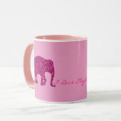 Mug Éléphant rose chaud brillant faux scintillements s (Devant gauche)