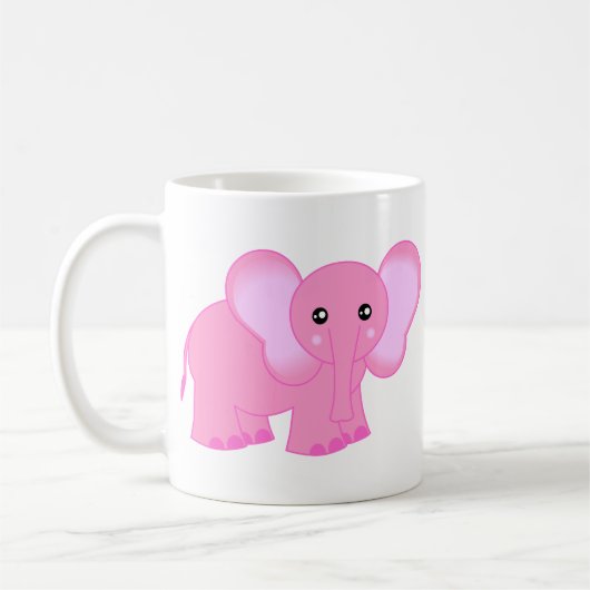 Mug Éléphant rose mignon de bébé (Gauche)