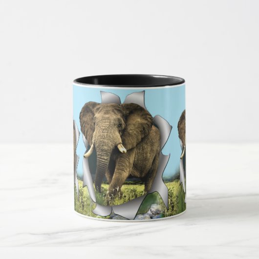 Mug Eléphant Traversant Le Papier (Centre)
