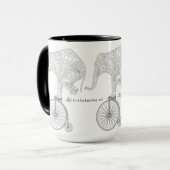 Mug Éléphant Vélo Penny Farthing Équilibre (Devant gauche)