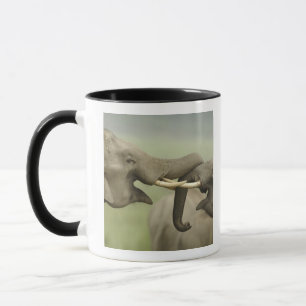 Mug Éléphants asiatiques indiens jouent à se battre