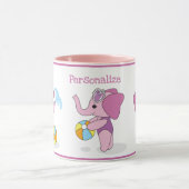 Mug Eléphants Bébés mignons rose et pourpre Personnali (Centre)