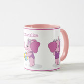 Mug Eléphants Bébés mignons rose et pourpre Personnali (Devant droit)
