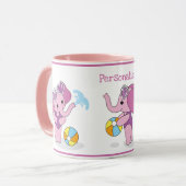 Mug Eléphants Bébés mignons rose et pourpre Personnali (Devant gauche)
