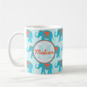 Mug Eléphants bleus turquoise Turquoises sur le nom de (Gauche)