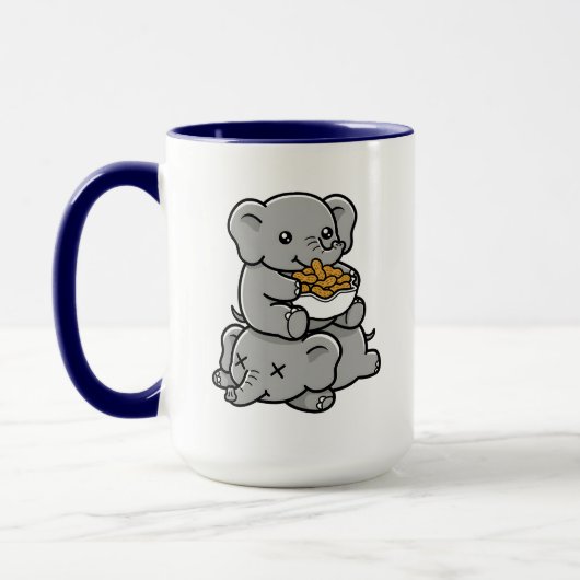 Mug Éléphants de dessin animé mignons mangeant des cac (Gauche)