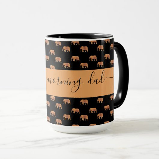 Mug Eléphants dorés noirs pour papa Ringer 15oz (Devant droit)