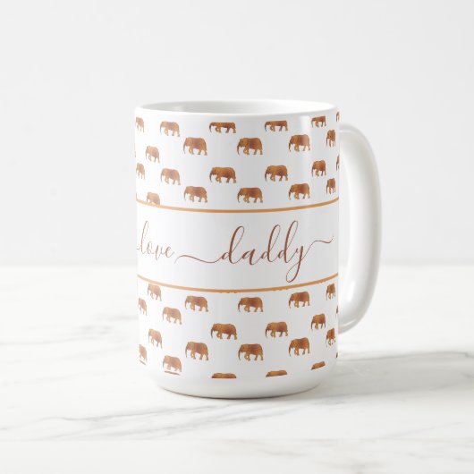 Mug Eléphants dorés noirs pour papa Ringer 15oz (Devant droit)