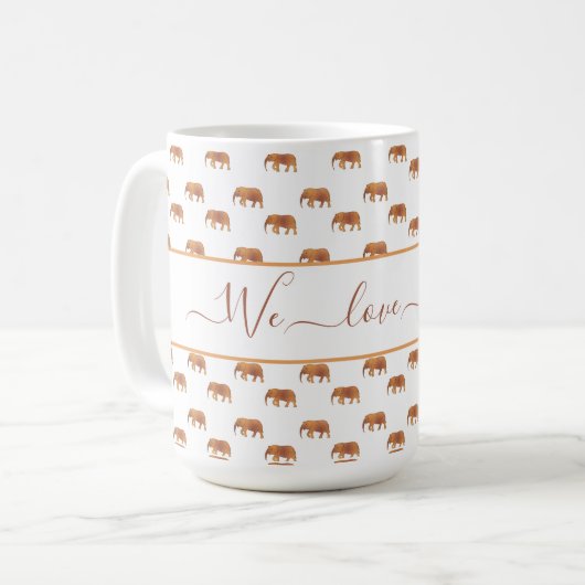Mug Eléphants dorés noirs pour papa Ringer 15oz (Devant gauche)