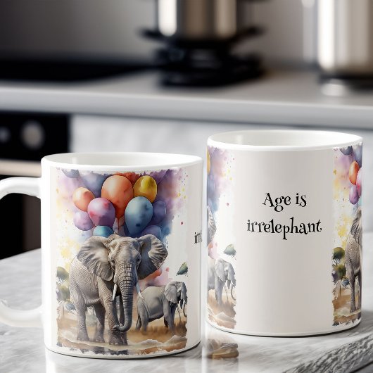 Mug Eléphants et ballons Amusants Âge drôle Plaisanter