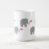 Mug Éléphants Gris avec Jets de Cœurs Rouges (Centre)