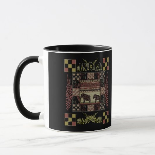 Mug Éléphants patchwork ethnique Inde (Gauche)