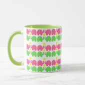 Mug Eléphants roses et verts avec fleurs (Gauche)