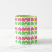 Mug Eléphants roses et verts avec fleurs (Centre)