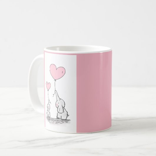 Mug Éléphants roses mignons (Devant gauche)