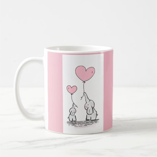 Mug Éléphants roses mignons (Gauche)