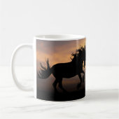 Mug Élevage de chevaux noirs au coucher du soleil (Gauche)