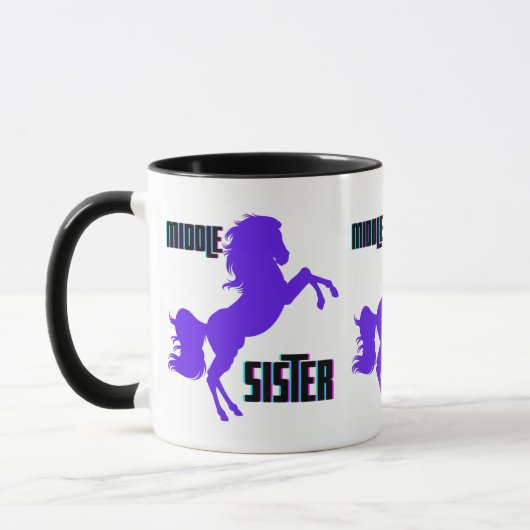 Mug Élevage de poney violet de la sœur moyenne (Gauche)