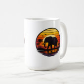 Mug Élévant silhouette coucher de soleil rétro (Devant droit)