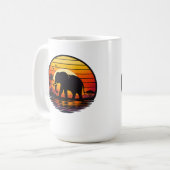 Mug Élévant silhouette coucher de soleil rétro (Devant gauche)