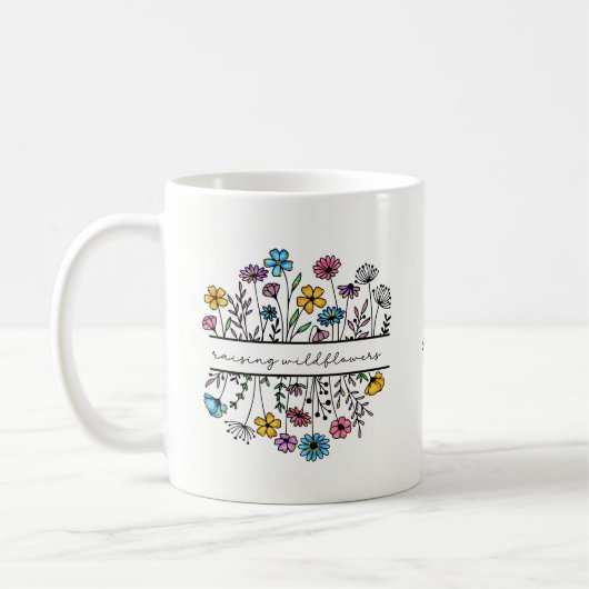 Mug Élévation personnalisée Fleur sauvage Floral Maman (Gauche)