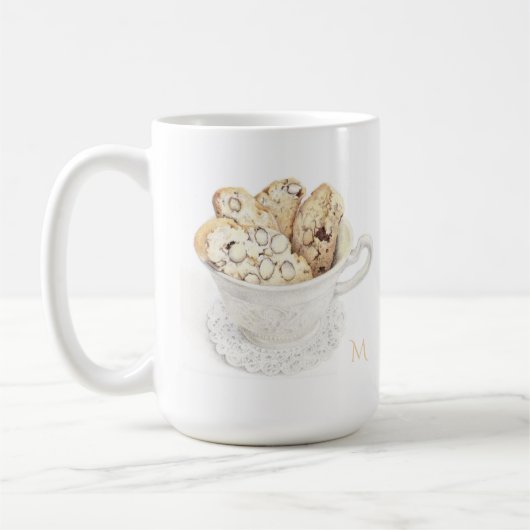 Mug Élevé Blanc BISCOTTI + Initiale (Gauche)