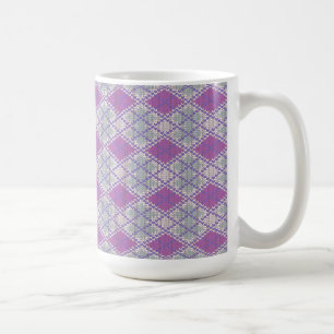 MUG ÉLEVÉ BLANC EN MAILLE ARGYLE LILAS